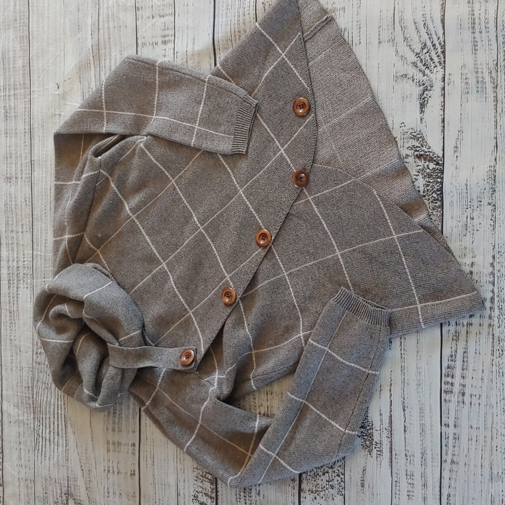 WINDOWPANE‎ PLAID WRAP SWEATER
